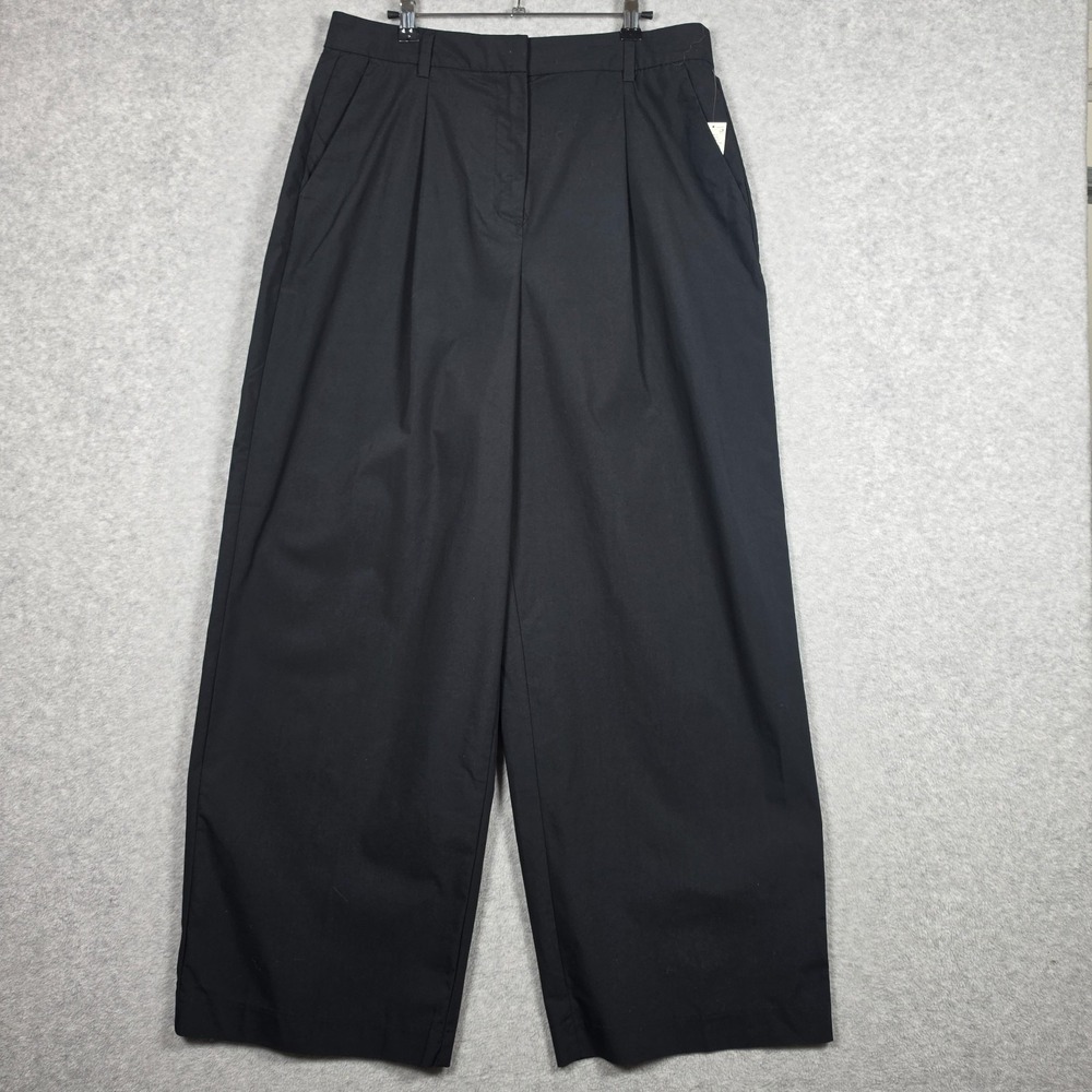 Old Navy Pants Womens Size 12 Black Wide Leg Pleated Relaxed Fit Trousers NEW